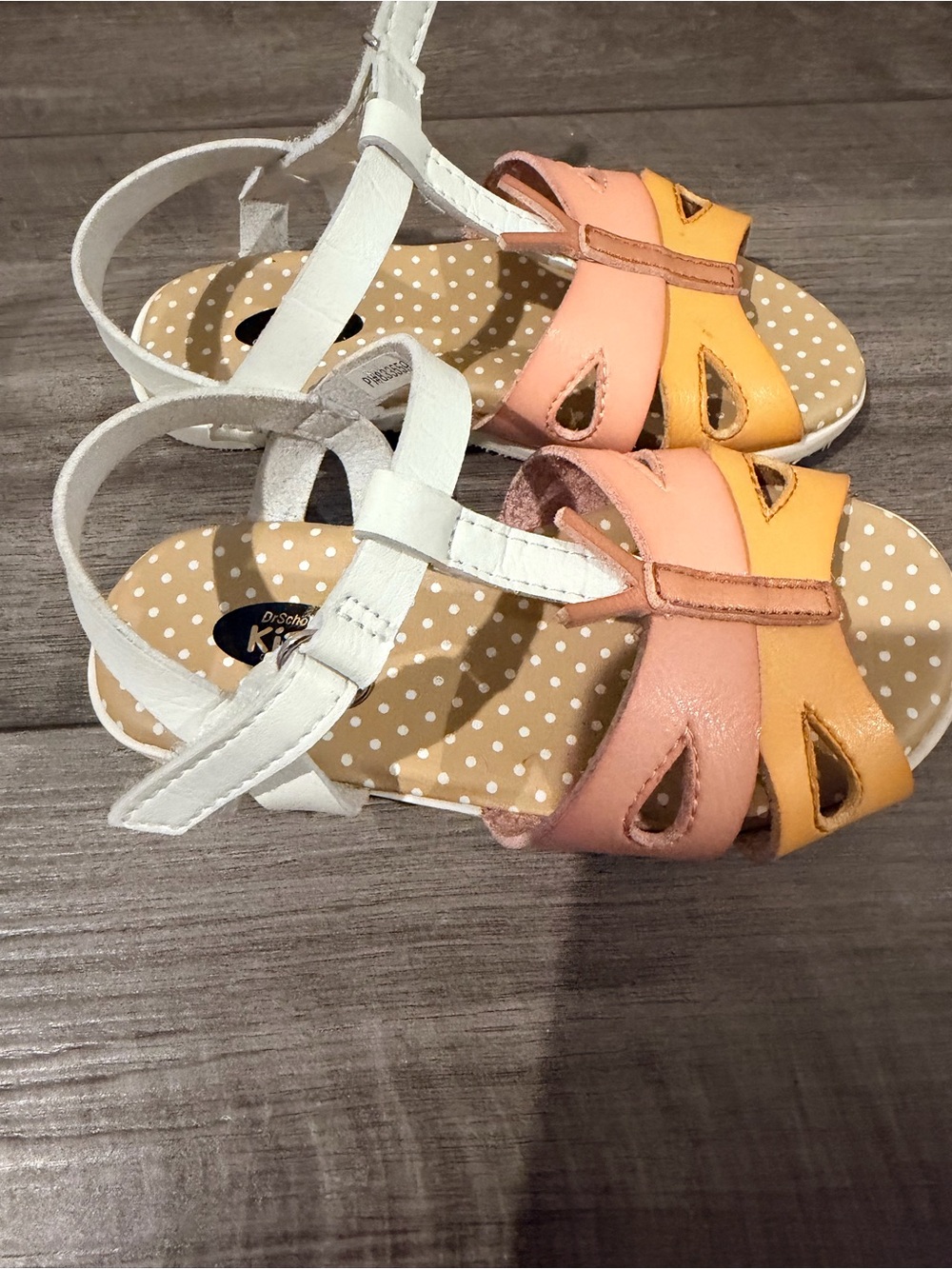 Dr. Scholl's Kids Pink and Yellow Bow-Accent T-Strap Sandals - Picture 2 of 4